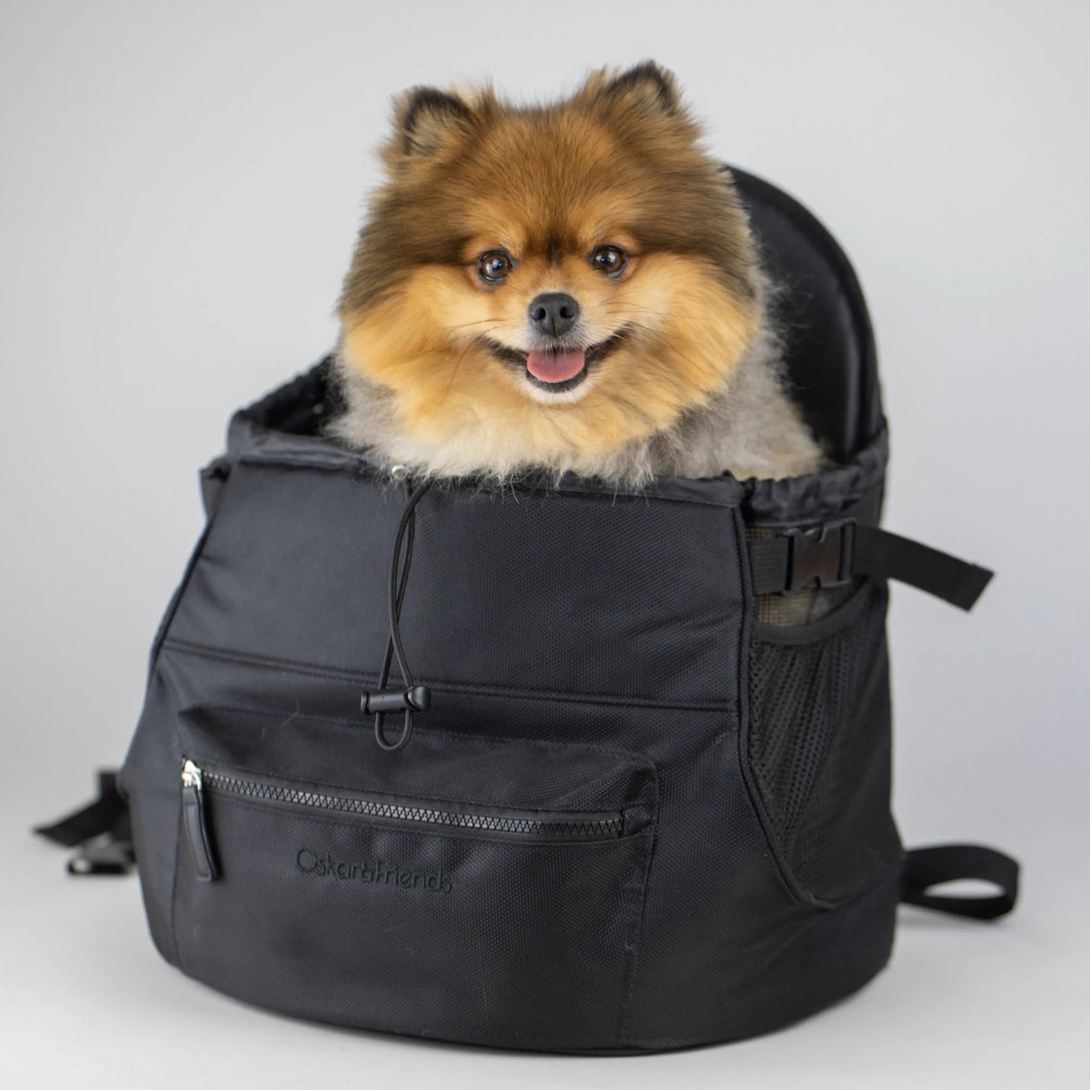 All-Black Pet Backpack for small dogs and cats by Oskar&Friends